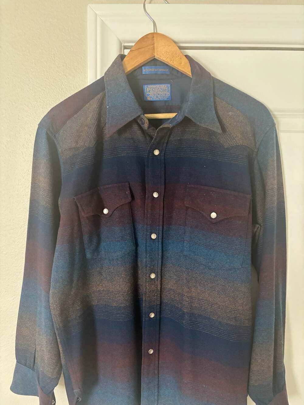 Vintage Pendleton High Grade Western Wear Pure Virgin Wool Pearl Snap Shirt